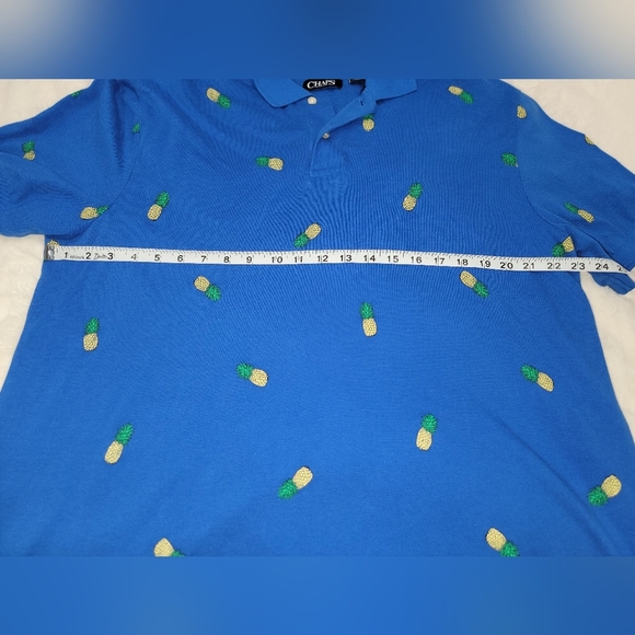 Chaps Blue and Green Pineapple Polo Shirt - Picture 7 of 10